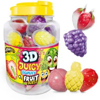   Johny Bee 3D Juicy Gummy Fruit - bomboane gumate gigantice umplute 18g