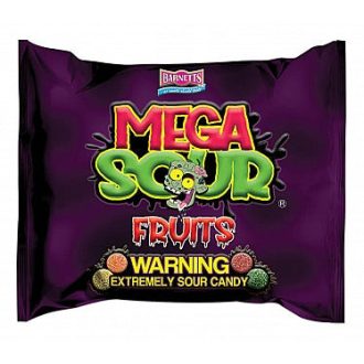   Barnetts Mega Sour Fruits 104g, una dintre cele mai acre bomboane din lume!